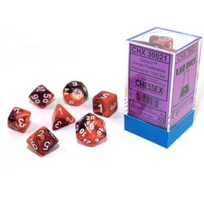 Gemini Orange-Purple/white 7-Die Set