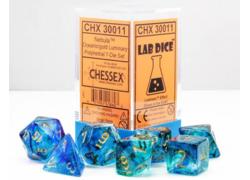 Nebula Luminary Oceanic/Gold Polyhedral 7-Die Set