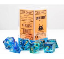 Nebula Luminary Oceanic/Gold Polyhedral 7-Die Set