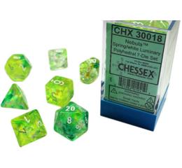 Nebula Luminary Spring/White Polyhedral 7-Die Set