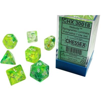 Nebula Luminary Spring/White Polyhedral 7-Die Set