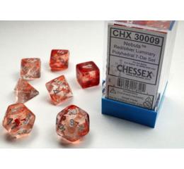 Nebula Luminary Red/Silver Polyhedral 7-Die Set