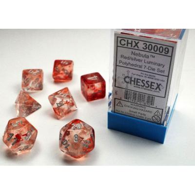 Nebula Luminary Red/Silver Polyhedral 7-Die Set