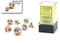 Festive Circus/Black Mini Polyhedral 7-Die Set