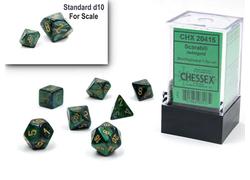 Scarab Jade/Gold Mini Polyhedral 7-Die Set