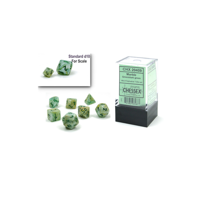 Marble Green/Dark Green Mini Polyhedral 7-Die Set