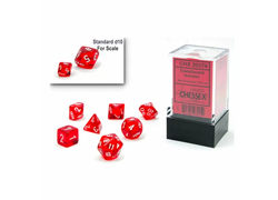 Translucent Red/White Mini Polyhedral 7-Die Set