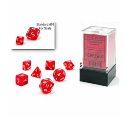 Translucent Red/White Mini Polyhedral 7-Die Set