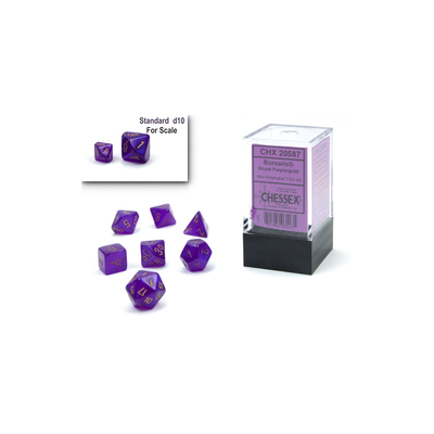 Borealis Luminary Royal Purple/Gold Mini Polyhedral 7-Die Set