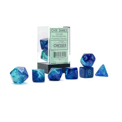 Gemini Blue-Blue/Light Blue Luminary Polyhedral 7-Die Set