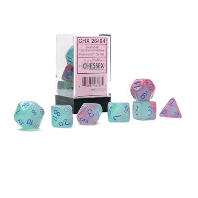 Gemini Gel Green-Pink/Blue Luminary Polyhedral 7-Die Set