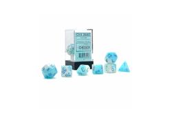 Gemini Pearl Turquoise-White/Blue Luminary Polyhedral 7-Die Set