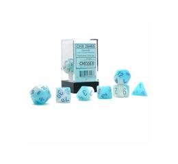 Gemini Pearl Turquoise-White/Blue Luminary Polyhedral 7-Die Set