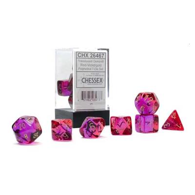 Gemini Translucent Red-Violet/Gold Polyhedral 7-Die Set