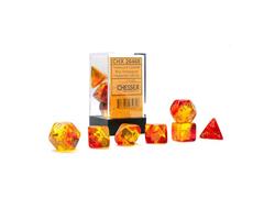 Gemini Translucent Red-Yellow/Gold Polyhedral 7-Die Set