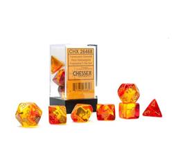 Gemini Translucent Red-Yellow/Gold Polyhedral 7-Die Set