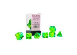 Gemini Translucent Green-Teal/Yellow Polyhedral 7-Die Set