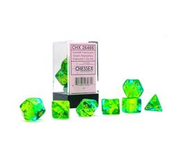 Gemini Translucent Green-Teal/Yellow Polyhedral 7-Die Set