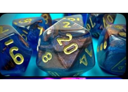 Lustrous Azurite/Gold Polyhedral 7-Die Set