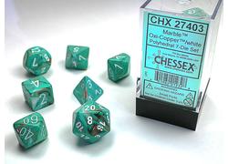 Marble Oxi-Copper/White Mini Polyhedral 7-Die Set