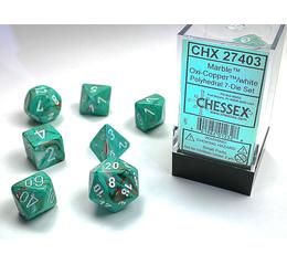 Marble Oxi-Copper/White Mini Polyhedral 7-Die Set