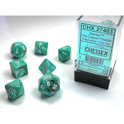 Marble Oxi-Copper/White Mini Polyhedral 7-Die Set