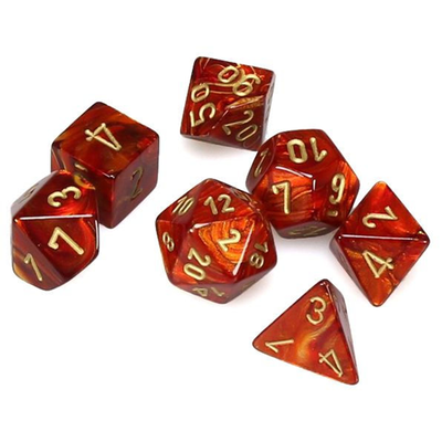 Scarab Scarlet/Gold Mini Polyhedral 7-Die Set