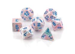 Festive Pop Art/Blue Mini Polyhedral 7-Die Set