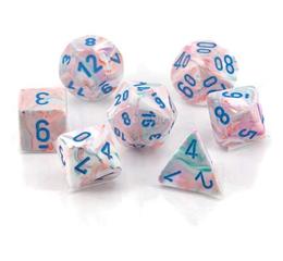 Festive Pop Art/Blue Mini Polyhedral 7-Die Set