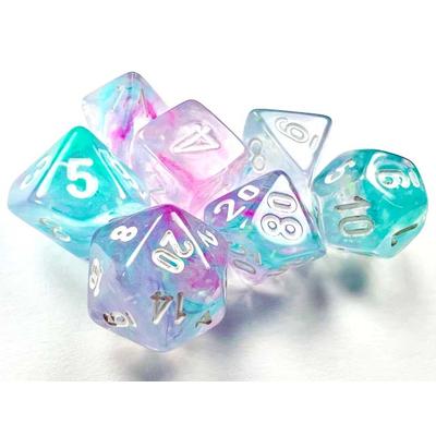 Nebula Wisteria/White Mini Polyhedral 7-Die Set