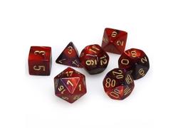 Gemini Purple-Red/Gold Mini Polyhedral 7-Die Set