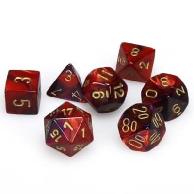 Gemini Purple-Red/Gold Mini Polyhedral 7-Die Set