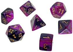 Gemini Black-Purple/Gold Mini Polyhedral 7-Die Set