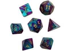 Gemini Purple-Teal/Gold Mini Polyhedral 7-Die Set