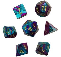 Gemini Purple-Teal/Gold Mini Polyhedral 7-Die Set