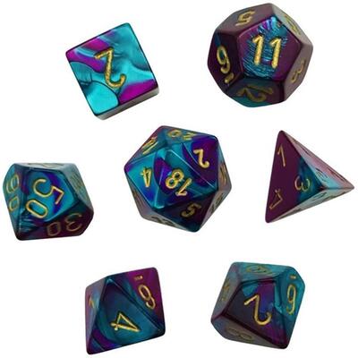 Gemini Purple-Teal/Gold Mini Polyhedral 7-Die Set