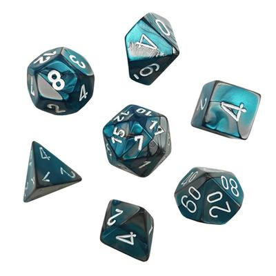 Gemini Steel-teal/white Mini Polyhedral 7-die Set