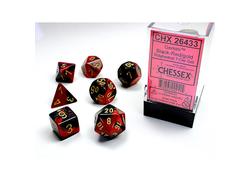 Gemini Black-Red/Gold Mini Polyhedral 7-Die Set