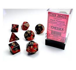 Gemini Black-Red/Gold Mini Polyhedral 7-Die Set