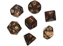 Scarab Blue Blood/Gold Mini Polyhedral 7-Die Set