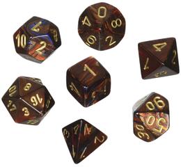 Scarab Blue Blood/Gold Mini Polyhedral 7-Die Set