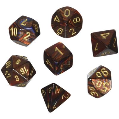 Scarab Blue Blood/Gold Mini Polyhedral 7-Die Set