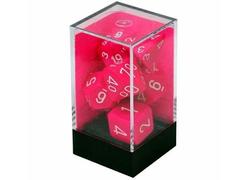 Translucent Pink/White Mini Polyhedral 7-Die Set