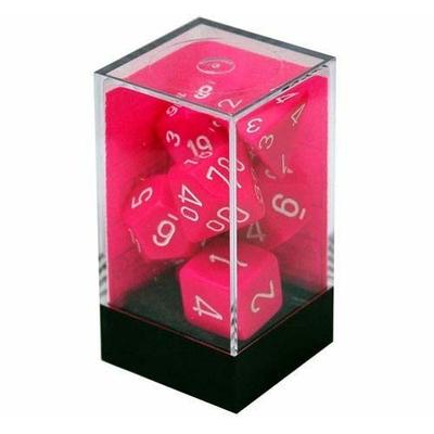 Translucent Pink/White Mini Polyhedral 7-Die Set