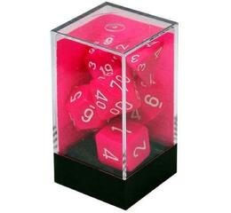 Translucent Pink/White Mini Polyhedral 7-Die Set
