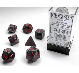 Velvet Black/Red Mini Polyhedral 7-Die Set