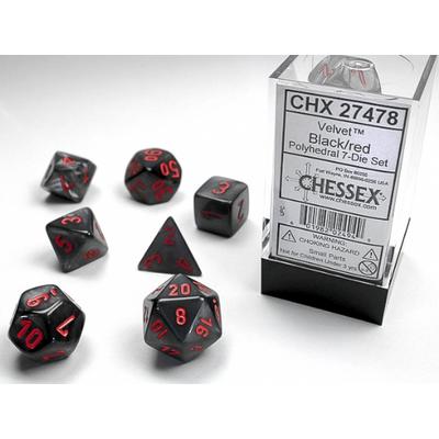 Velvet Black/Red Mini Polyhedral 7-Die Set