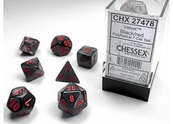 Velvet Black/Red Mini Polyhedral 7-Die Set