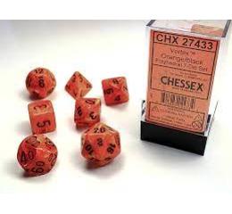 Vortex Orange/Black Mini Polyhedral 7-Die Set