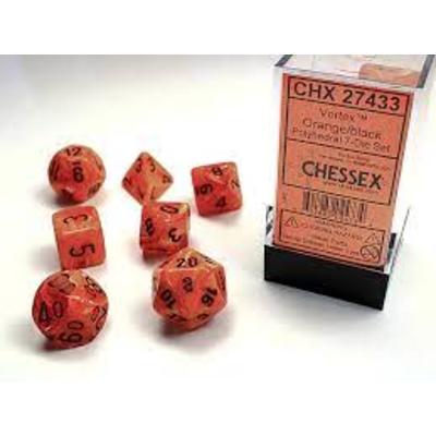 Vortex Orange/Black Mini Polyhedral 7-Die Set